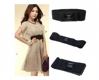 Belt Accessories Pooqdo-Fashion-Dress-Decoration-Belt-Elegant-Women-Waist-Belt-Bowknot-Wide-Elastic-Stretch-Bow-Waistband-black-0-ok.jpg